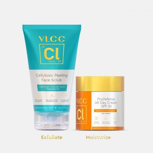 VLCC Clinic Peel & Protect Anti Tan Kit - Cellulosic Scrub & Day Cream SPF30