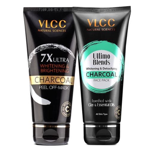 VLCC 7X Ultra Whitening & Brightening Charcoal Peel Off Mask & Ultimo Blends Charcoal Face Pack