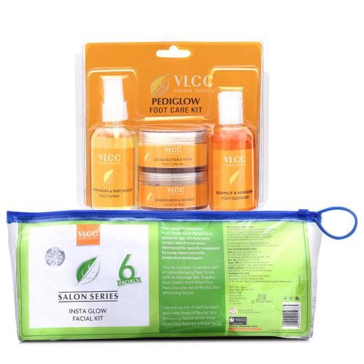 VLCC Pedi Glow Foot Care Kit & Salon Series Insta Glow Facial Kit
