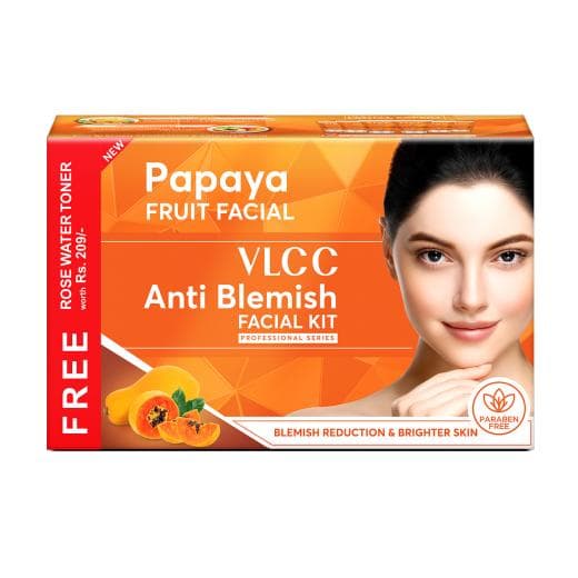 VLCC Papaya Fruit Facial Kit + FREE Rose Water Toner - Unleash the Power of Natural Glow