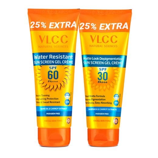 VLCC Water Resistant Sunscreen Gel Creme SPF 60 PA+++ & Matte Look SPF 30 PA ++ Sunscreen Gel Crèam