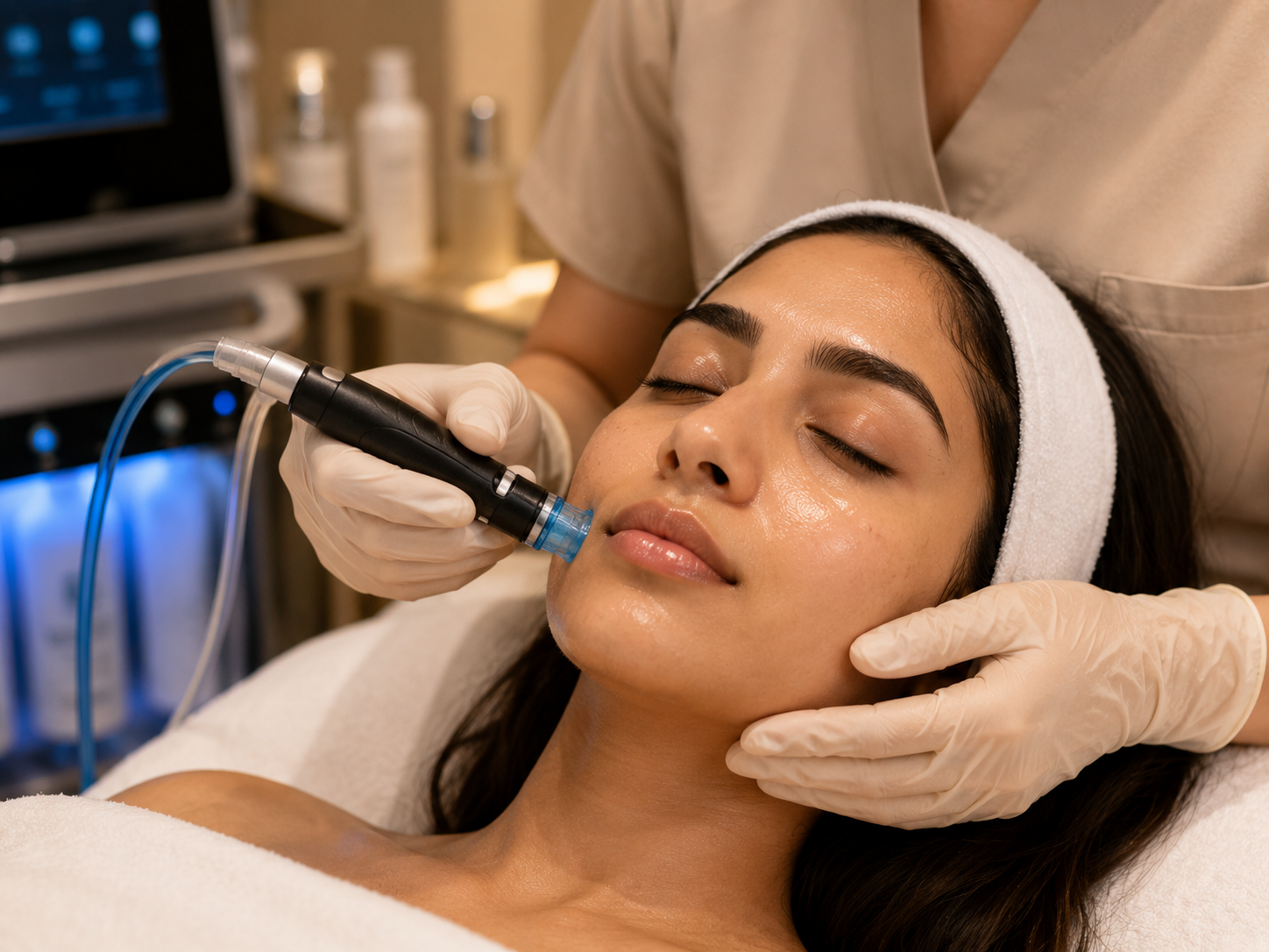 VLCC skin expert performing a HydraFacial